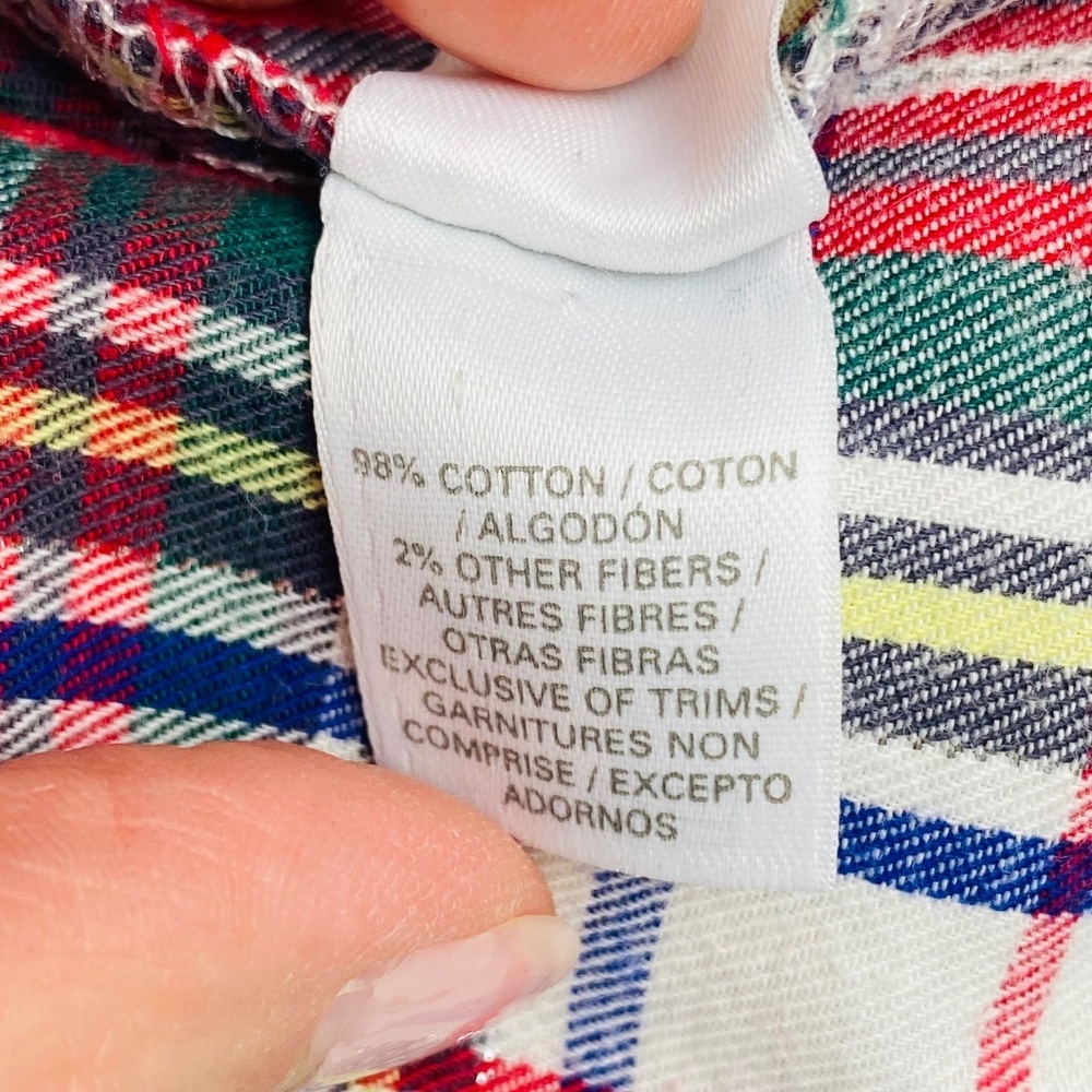 VICTORIA’S SECRET Plaid Pajama Silver Lurex Flannel 98% Cotton Pom Pom Trim L - Picture 13 of 13
